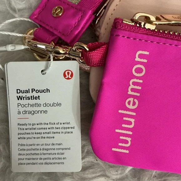 lululemon athletica Vibrant Pink and Soft Cream Wristlet - Picture 3 of 3